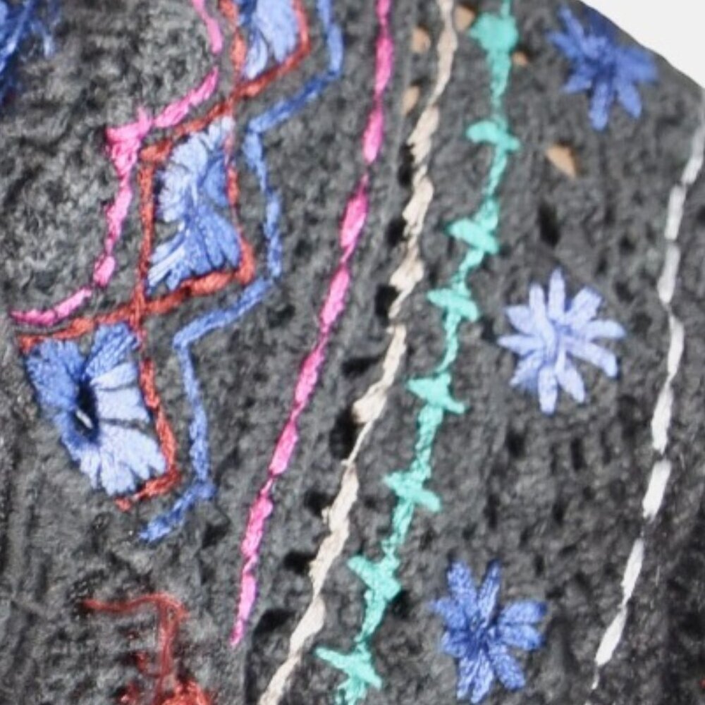 Free People Embroidered Henley Blouse Boho Folk Cottagecore Festival Top Size M - Picture 9 of 9